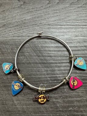 Hard Rock Cafe Charm Bangle Bracelet - Multi Color and Cities